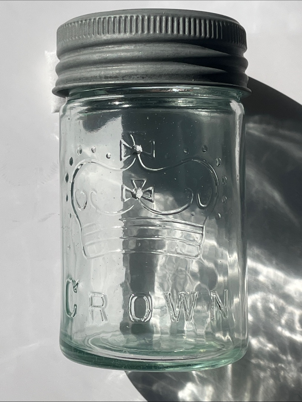 Vintage Canadian CROWN Pint Mason Jar Aqua Glass 4pc Complete Set